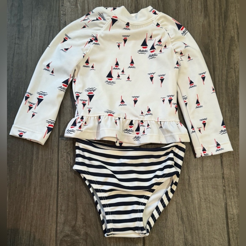 JANIE AND JACK SAILBOAT PRINT RASH GUARD SET NWT​ - Picture 8 of 8
